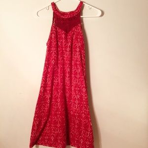 Pink Patterned , V-cut dress.